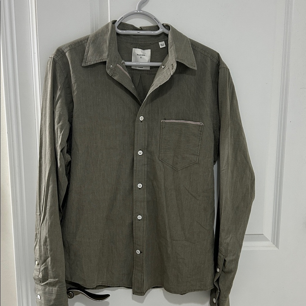 Billy Reid MSL 1-Pocket Shirt - Olive small